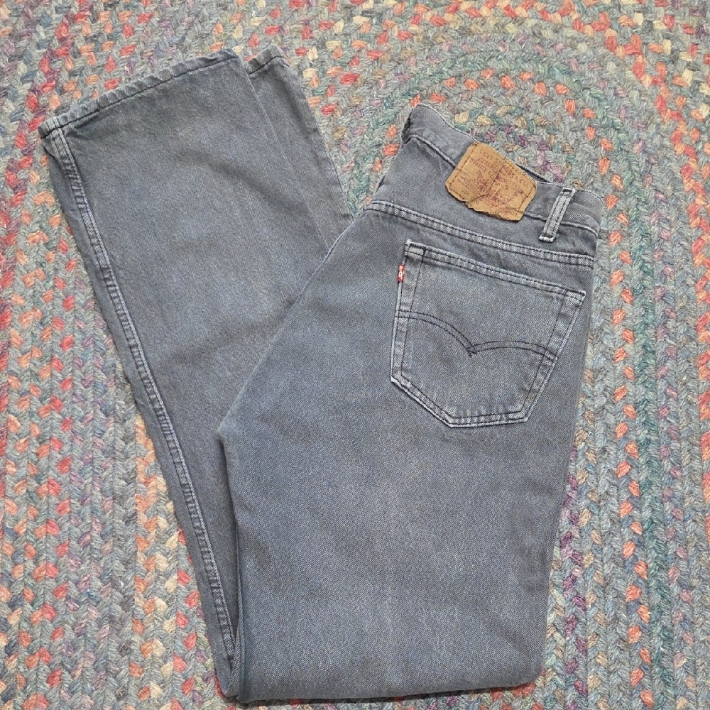 Men's Vintage 80s 501 Levi's Jeans 34x34 Gray Denim - Picture 1 of 9
